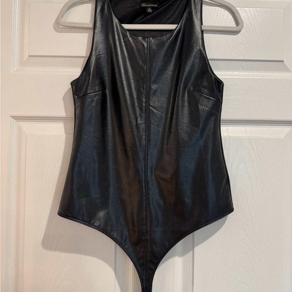 NWOT: Black Faux Leather Body Suit